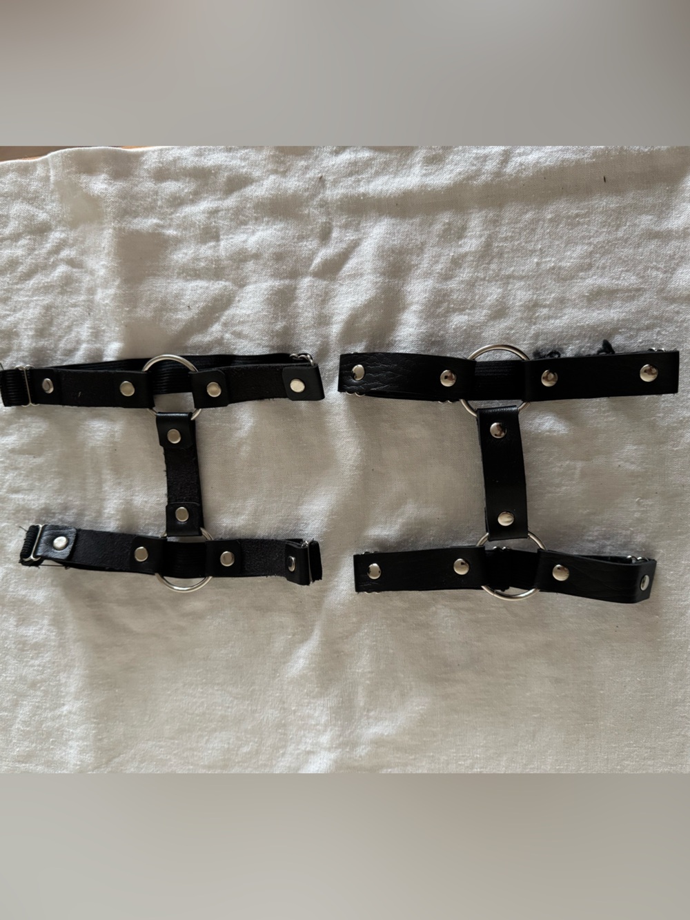 Black Leather Leg Harness Straps (Pair)